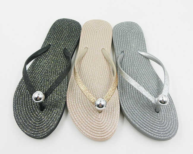 Silver Ball Decorated Flip Flops